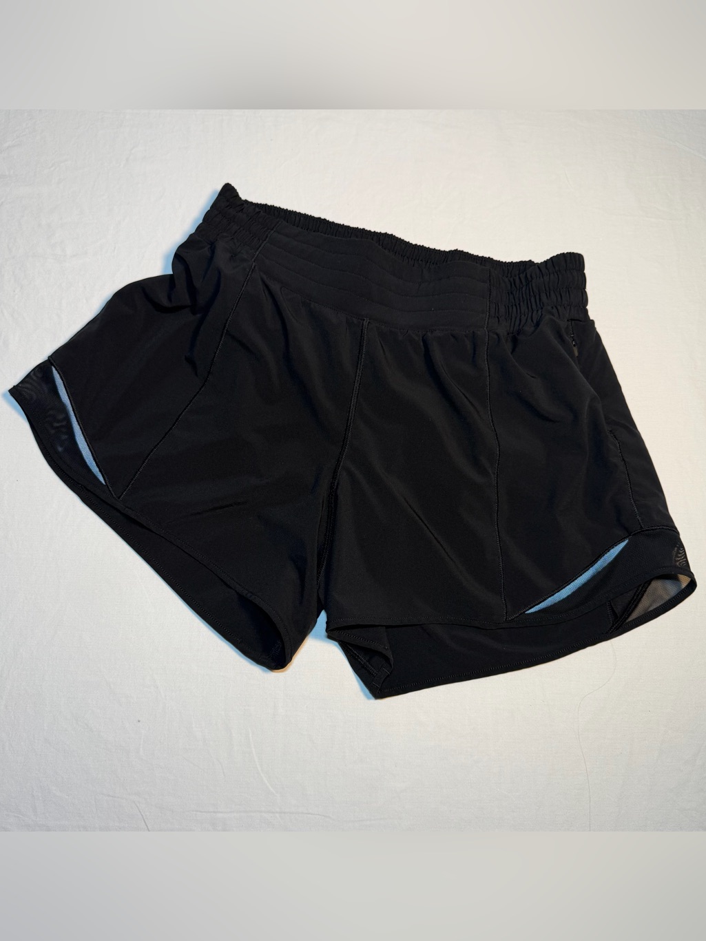 Lululemon Athletica Black Women's Athletic Shorts With Light Blue Trim
